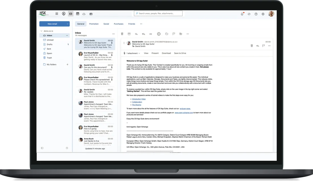Groupware mit E-Mail, Kalender und Kontakten